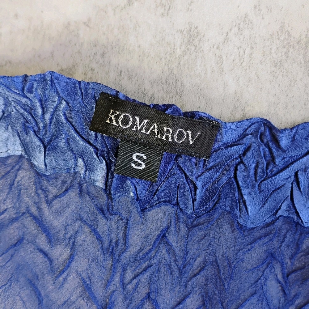 Komarov Sheer Cardigan Topper Women Small Blue Brooch Crinkle Mother Of Bride - Picture 6 of 11